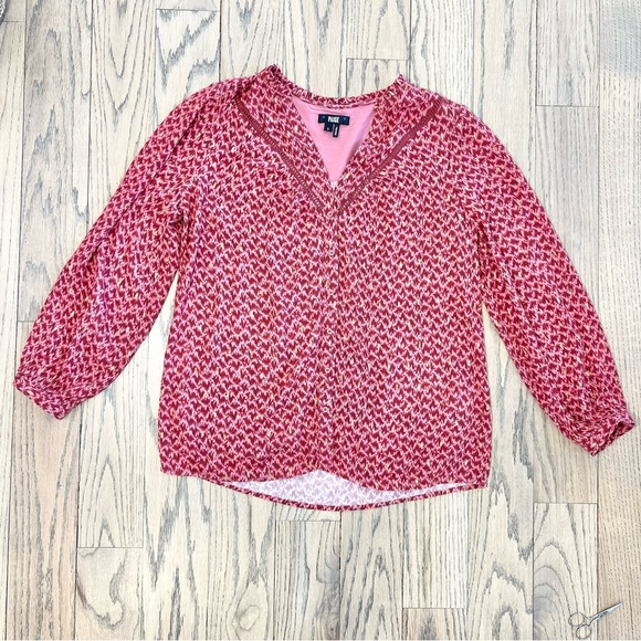 PAIGE Women's Doris Three Quarter Button Front V-Neckline in Papaya Size Small - Picture 10 of 16